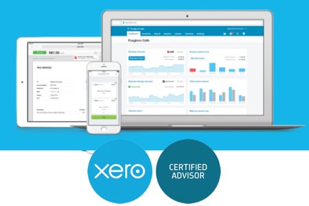 bookkepping accounting and taxation services graphic of computer with bookkeeping reporting accounting taxation services xero logo